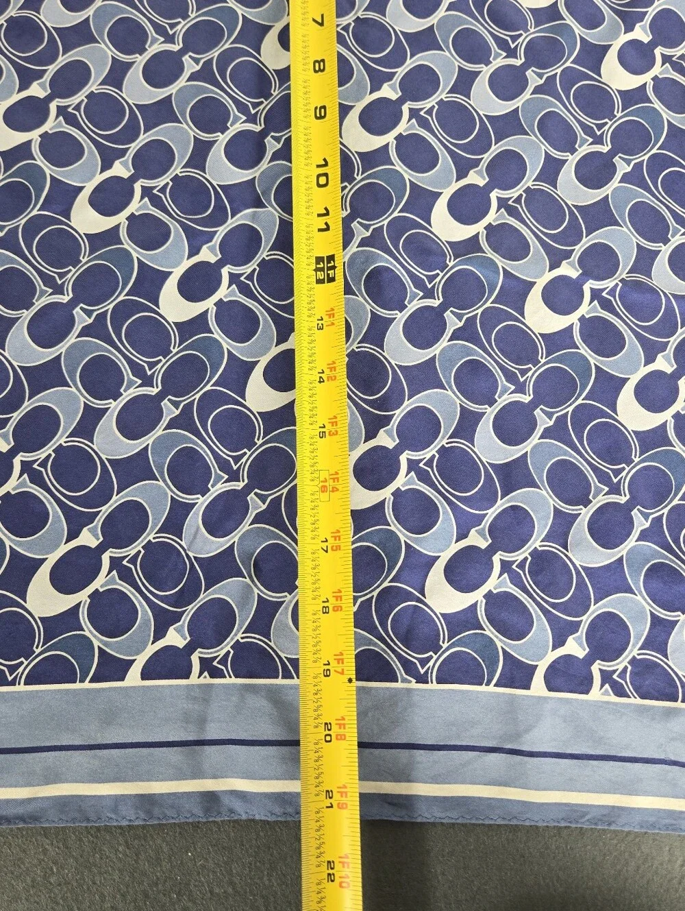 Coach Y2K Vintage Blue and White Signature Silk Scarf